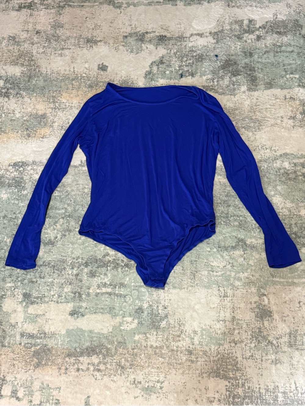 Basic Bae Cobalt Blue Stretchy Long Sleeve Bodysuit Top- Fits XL/1XL